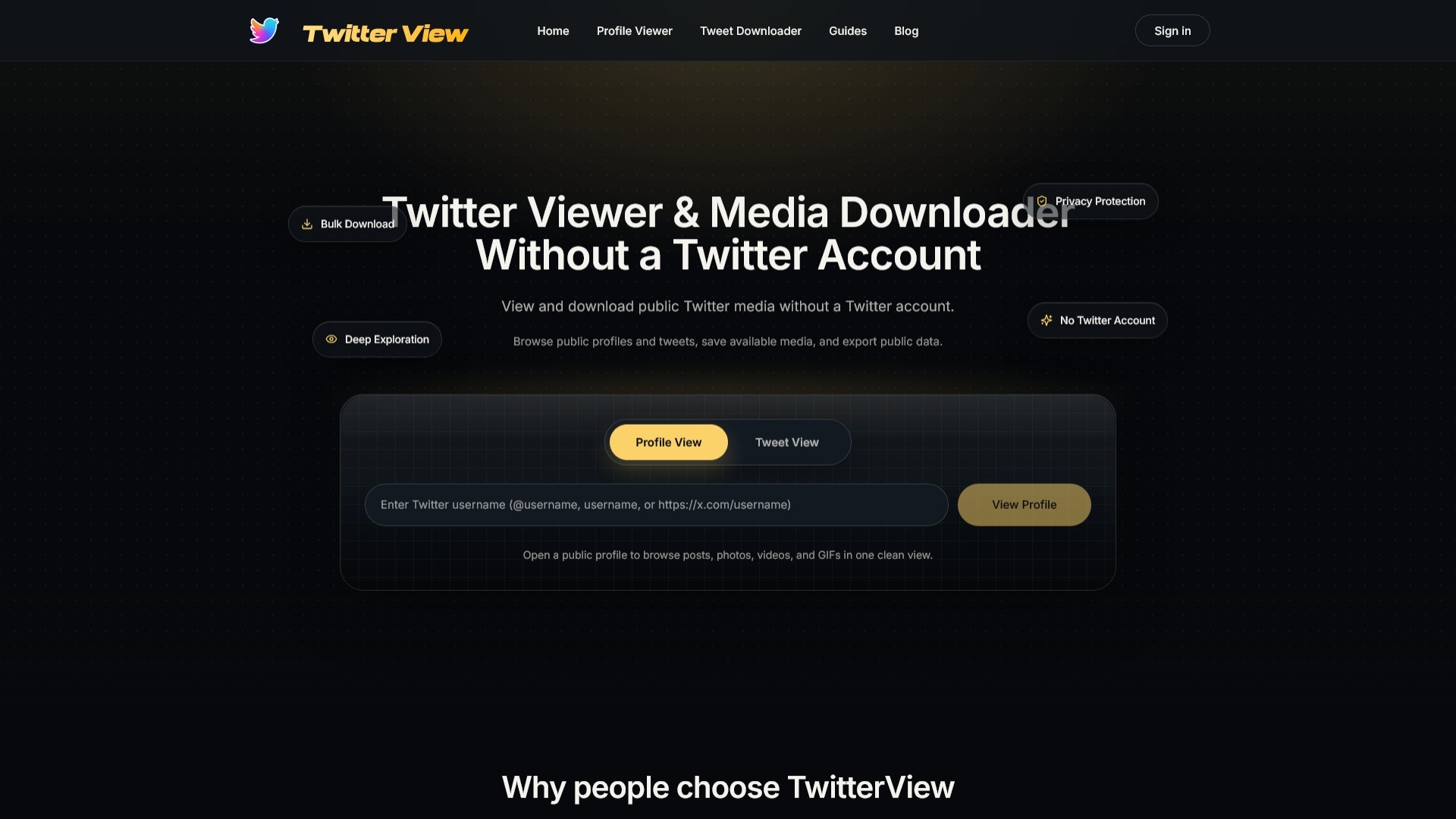 TwitterView product interface